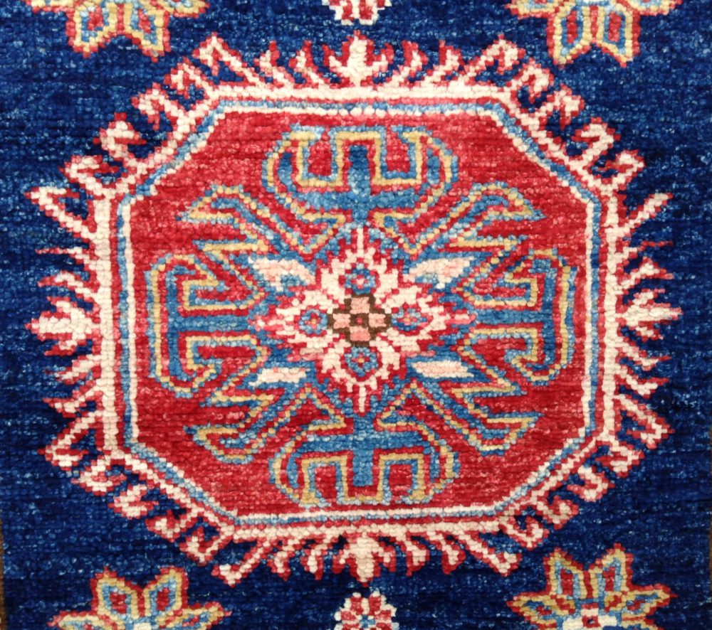 0517287 super kazak afghan blue natural red 2-9x12-7 cu