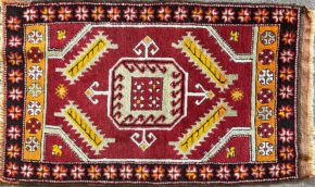 06720 Vintage Yestik Turkish Red Orange White 2x3-1 | Manoukian Rugs™ ws