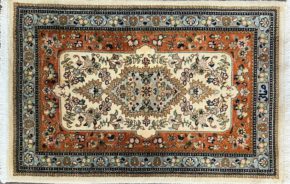 06741 Persian Mat Natural Orange Blue 2-6x3-9 | Manoukian Rugs™