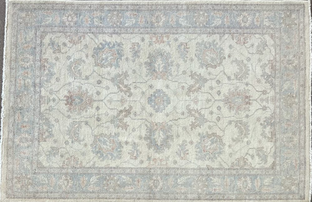 SS100520T144 Peshawar Afghan White Gray Brown 4-2x6-2 | Manoukian Rugs™`